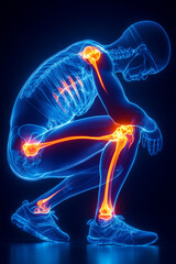Obraz premium Dynamic depiction of human anatomy with bright blue and orange hues