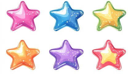 Stars on white background. Children's drawing of stars in icon style. Christmas and New Year