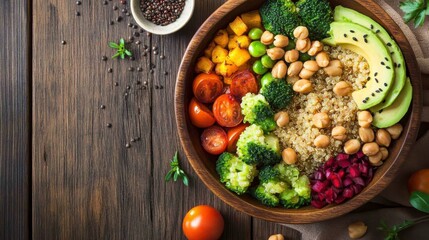 Colorful Buddha Bowl with Fresh Vegetables and Grains