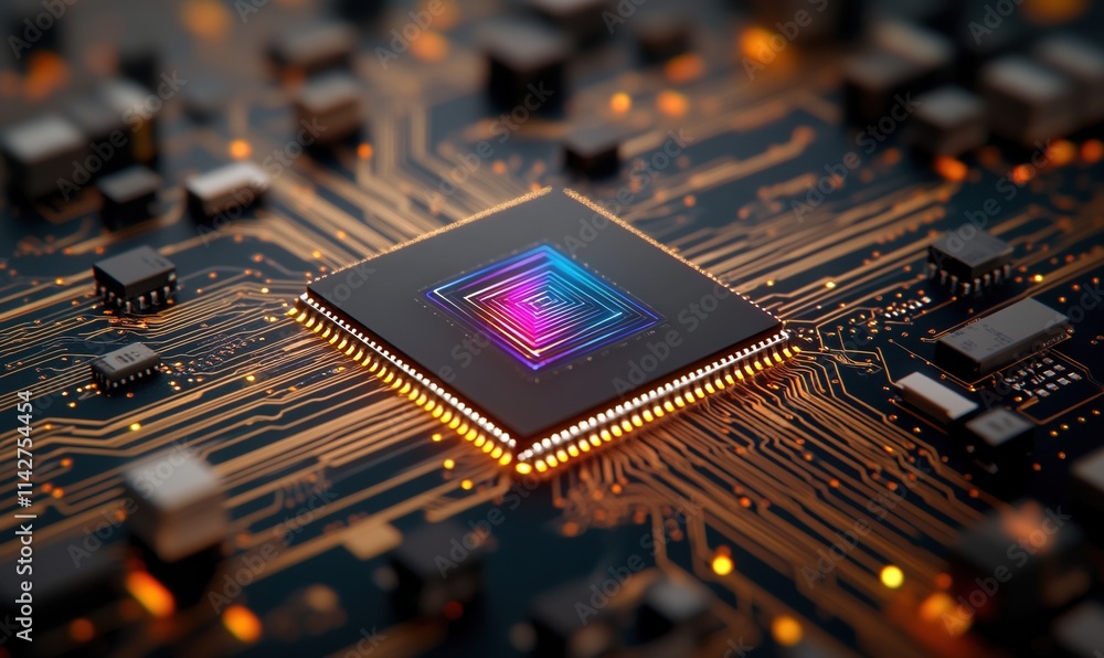 Aufkleber advanced artificial intelligence chip design on intricate digital circuit board