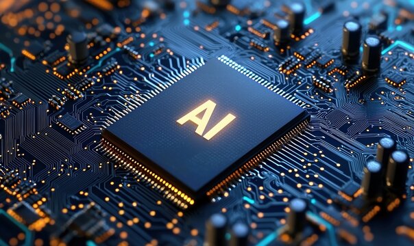 Motherboard featuring AI technology for advanced microprocessing in artificial intelligence applications