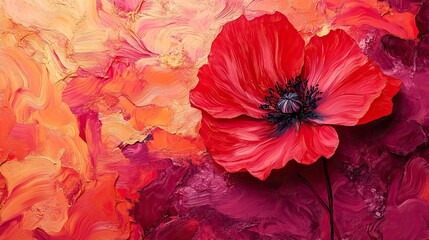 Poppy Flower: A vibrant poppy flower design or background, ideal for adding bold color and beauty to designs, often associated with remembrance or natureâ€™s resilience. 