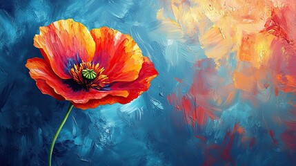 Poppy Flower: A vibrant poppy flower design or background, ideal for adding bold color and beauty to designs, often associated with remembrance or natureâ€™s resilience.