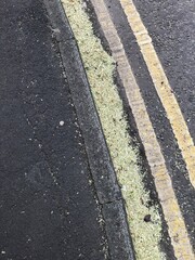 Some wasted silage crop spilt at the roadside in Summer, England, United Kingdom