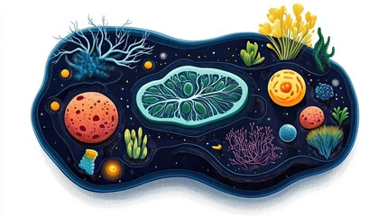 Plant Cell Diagram: A detailed plant cell diagram, perfect for educational or scientific projects, showcasing the structure of plant cells in a clear, visually appealing way. 