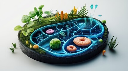 Plant Cell Diagram: A detailed plant cell diagram, perfect for educational or scientific projects, showcasing the structure of plant cells in a clear, visually appealing way.