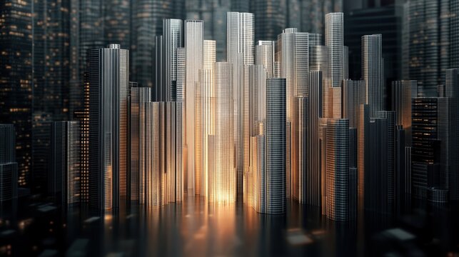 High-rise buildings constructed with TMT bars create a stunning urban landscape against a dark backdrop