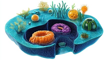 Plant Cell Diagram: A detailed plant cell diagram, perfect for educational or scientific projects, showcasing the structure of plant cells in a clear, visually appealing way.