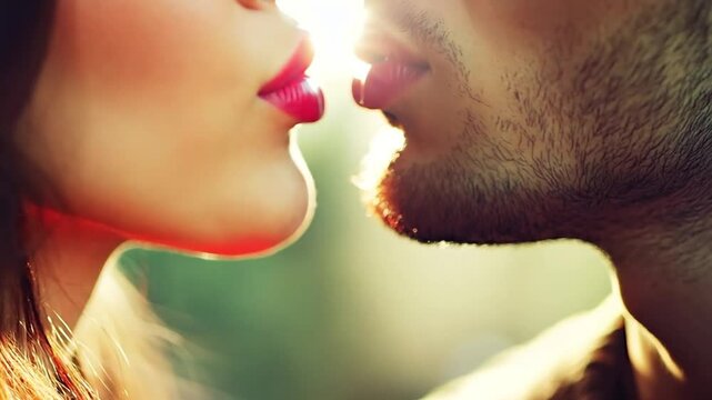 Sensual kiss close up. Romantic sexy lovers face enjoy love. Portrait sensual couple relax flirt on date. Romantic marriage close eyes on valentines day. Passionate sweethearts express tenderness. 