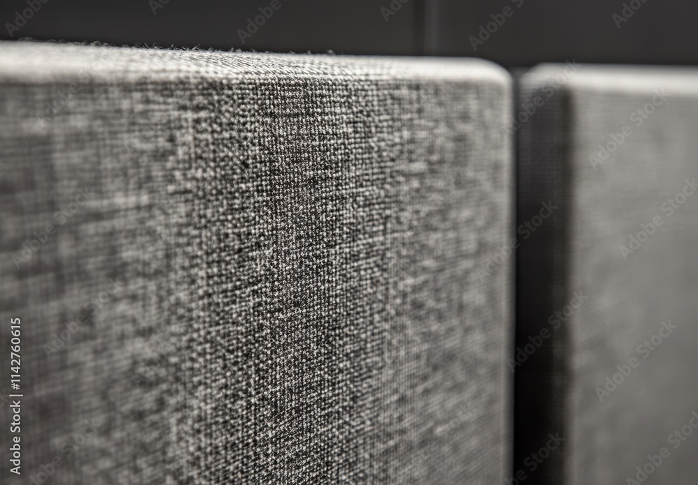Poster close-up view of textured grey fabric with intricate weave patterns ideal for modern interior design