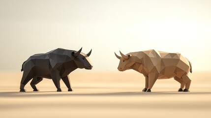 Obraz premium Geometric Bull and Bear Market Illustration