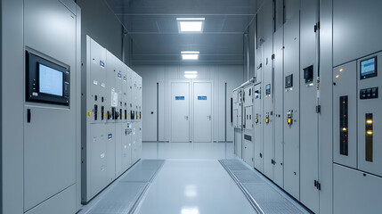 Advanced control room with renewable energy storage and grid management systems 