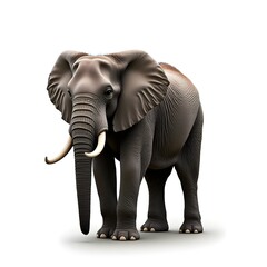 Fototapeta premium elephant standing majestically on a plain white background, perfect for wildlife photography, nature conservation, and safari stock content 