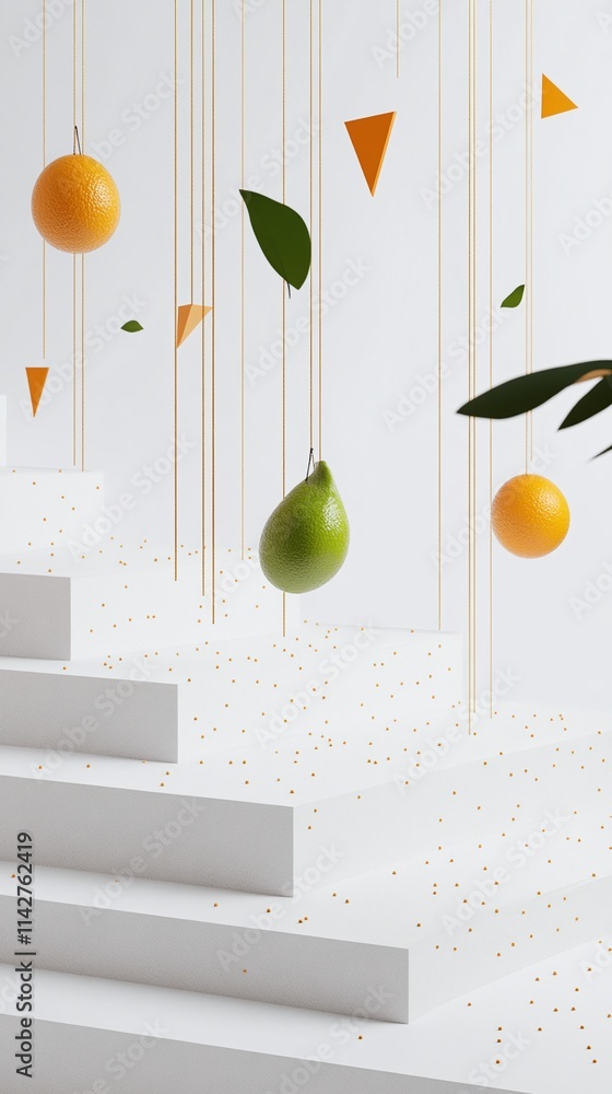 Poster a modern mockup with unconventional triangular branded elements.
