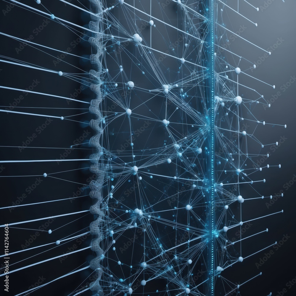 Poster detailed abstract representation of a phoenix emerging from a network of interconnected lines and no