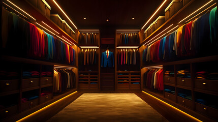 Luxurious Walk-in Closet 3D Illustration