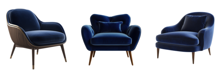 A Set of Sleek Luxury Lounge Chairs with Soft Cushions for Contemporary Spaces Isolated on Transparent Background