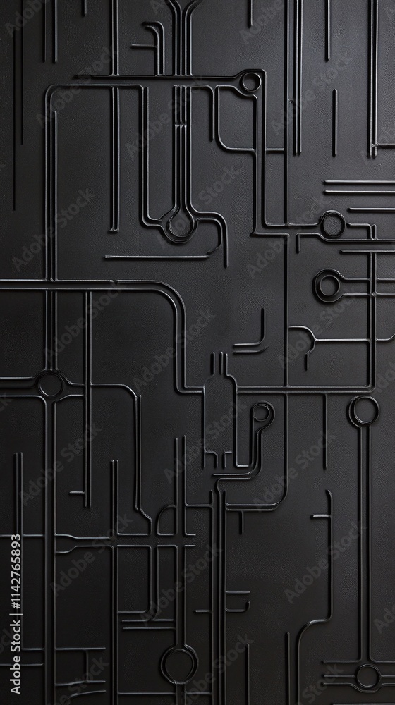 Poster a sleek design with raised black patterns creating a 3d effect.