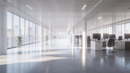Modern Minimalist Office Space with Bright Lighting