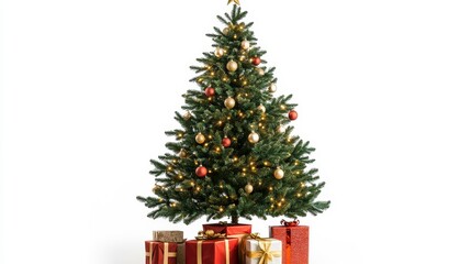 Classic Simple Christmas Tree with Gifts