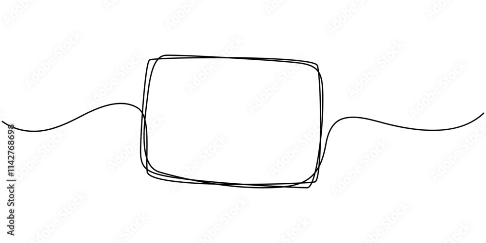 Leinwandbilder Continuous line drawing of a black square. One-line icon of a geometric frame. A sketch of a rectangular frame. Vector editable line illustration, A single line drawing of a triangle. pro vector.