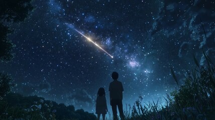 流れ星を見る人