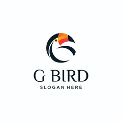 tropical bird logo with letter G concept , collection of tropical bird logos with letter G concept