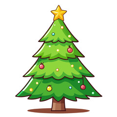 Vibrant Christmas Tree Silhouette Vector isolated on Transparent background