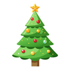 Vibrant Christmas Tree Silhouette Vector isolated on Transparent background