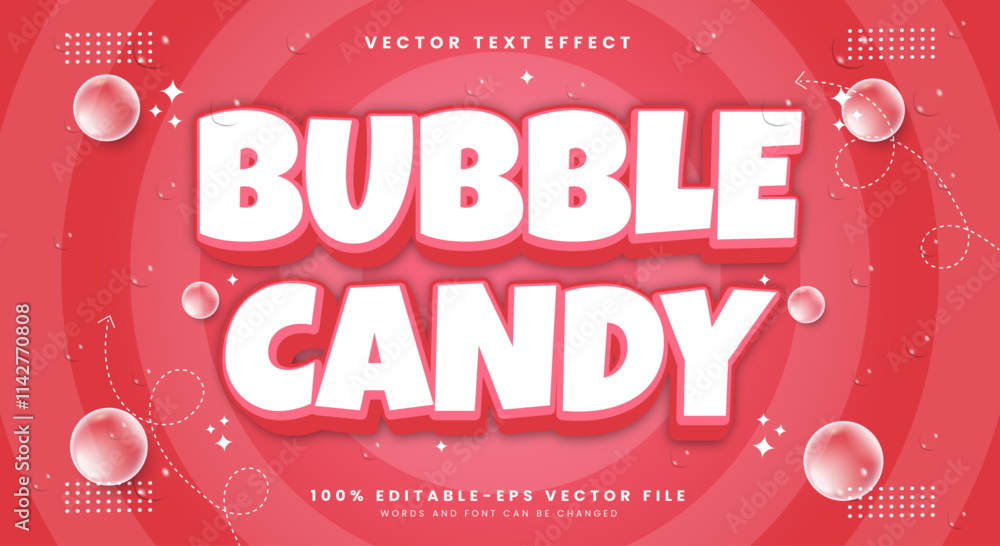 Poster bubble candy 3d editable text effect template suitable for bubble theme
