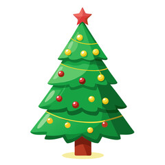 Colorful Christmas Tree Silhouette Vector Illustration Transparent Background