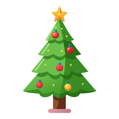 Colorful Christmas Tree Silhouette Vector Illustration Transparent Background