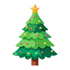 Colorful Christmas Tree Silhouette Vector Illustration Transparent Background