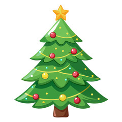 Colored Christmas Tree silhouette vector illustration isolated on a transparent background