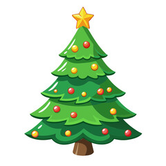 Colored Christmas Tree silhouette vector illustration isolated on a transparent background