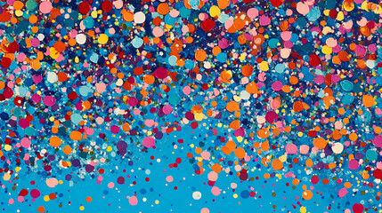 Burst of vibrant confetti on a blue background for festive celebrations