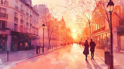 Sunset stroll through Parisian streets