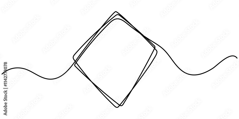 Leinwandbilder Continuous line drawing of a black square. One-line icon of a geometric frame. A sketch of a rectangular frame. Vector editable line illustration, A single line drawing of a triangle. pro vector.
