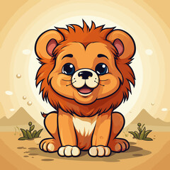Lion cute vector illustration
