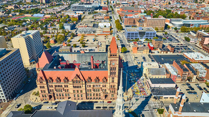 Aerial of Cincinnati City Hall and Urban Landscape