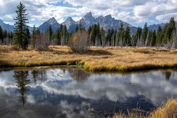 Water reflections of Grand Tetons