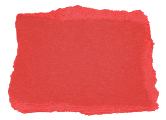 Isolated cut out torn piece of blank red paper note cardboard with texture and copy space for text, transparent png background design element