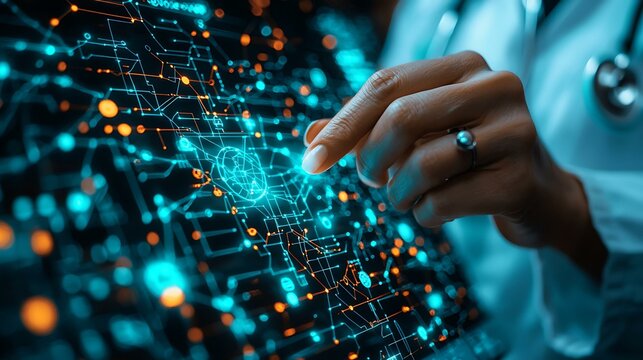 A patient logging their daily care routine into a health management platform at home