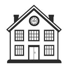 School building icon silhouette vector