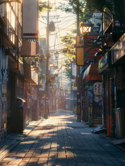 Fototapeta premium the essence of Isekai adventures in a photorealistic cityscape, with dynamic lighting effects Infuse leadership principles into the scene through hidden graffiti messages, enhancing the street art
