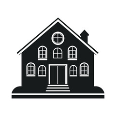 School building icon silhouette vector