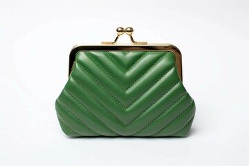 Green Change Purse , Isolated white background, flat lay