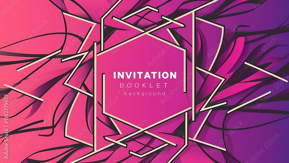 Poster pink and purple gradient background with abstract geometric pattern creative solution for invitation