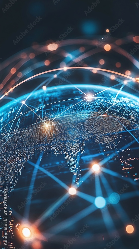 Poster fintech startup presenting innovative blockchain applications on a global stage.