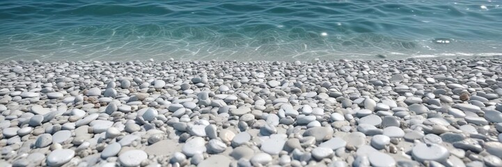 White pebbles scattered on the crystal clear ocean floor, beach, serene